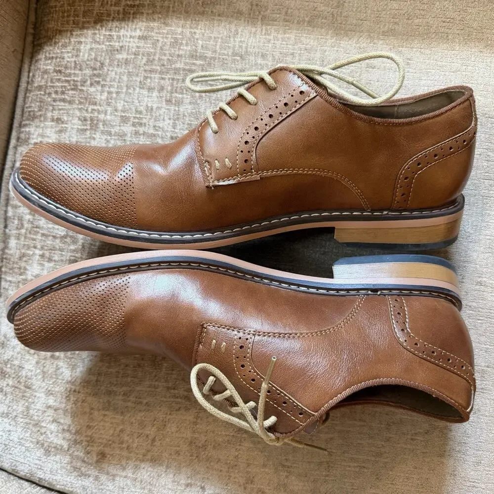 Madden Classic Men's Oxford Shoes Size 9 M-ALK Cognac Dress Perforated Toe w/Box